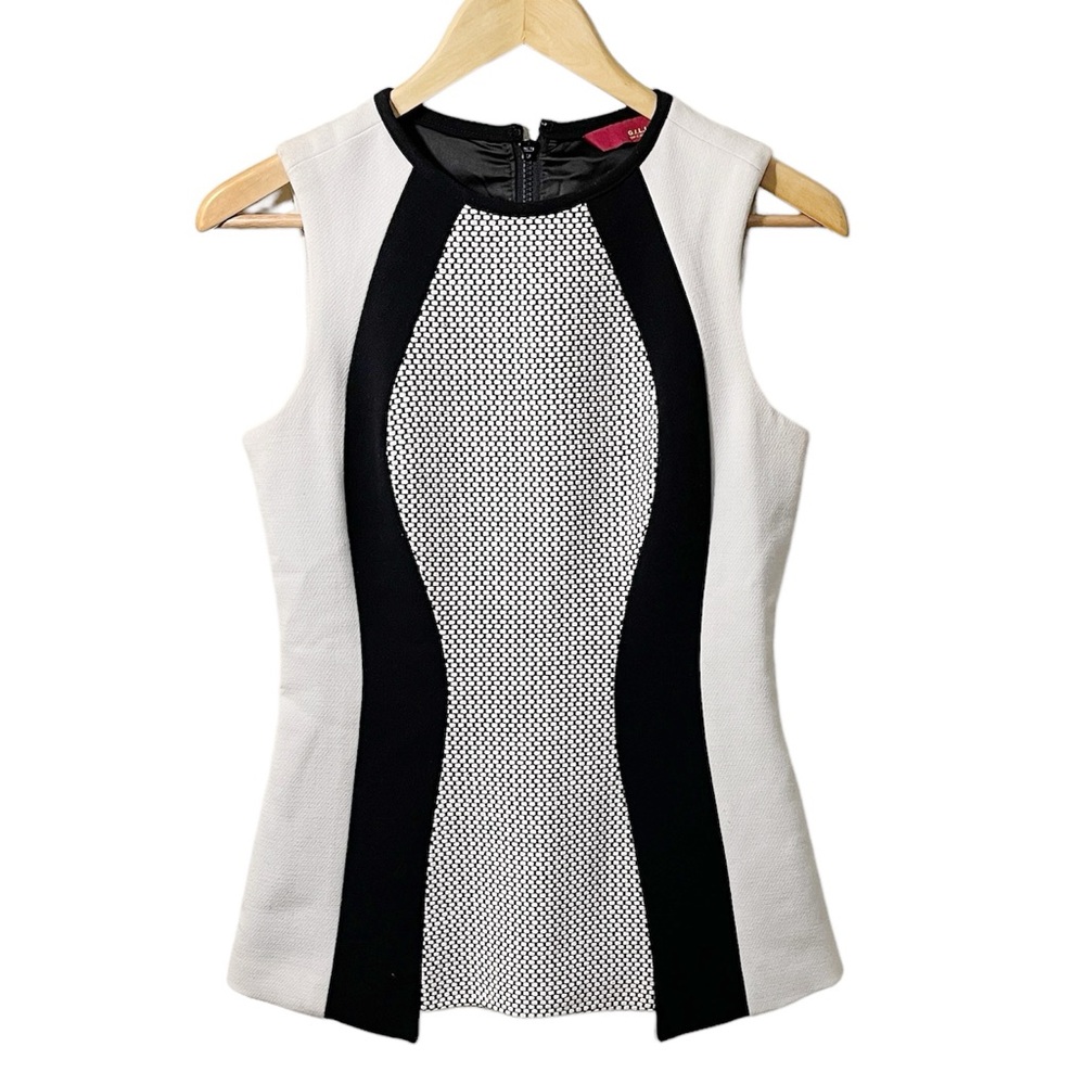 G.I.L.I. Got I Love It Colorblock Sleeveless Top Black Ivory Size 2